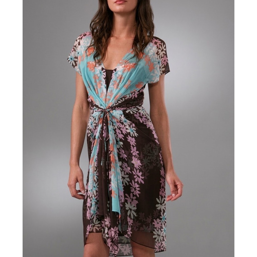 Diane Von Furstenberg Madammoiselle Floral Silk Sheer Dress Whimsigoth 6 Party